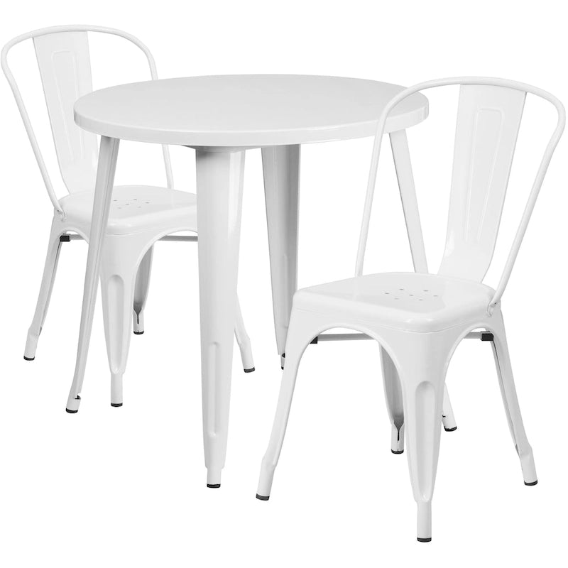 Ensemble table ronde en métal de 76 cm pour intérieur et extérieur