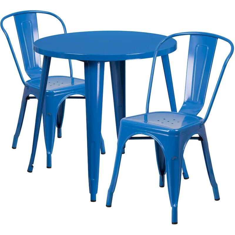 Ensemble table ronde en métal de 76 cm pour intérieur et extérieur