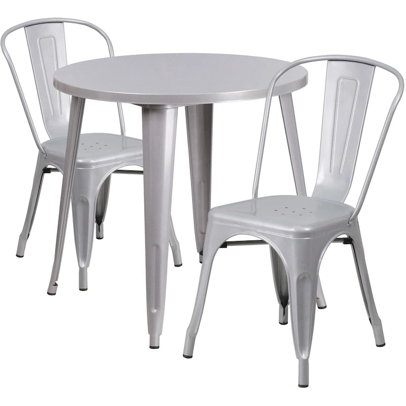 Ensemble table ronde en métal de 76 cm pour intérieur et extérieur