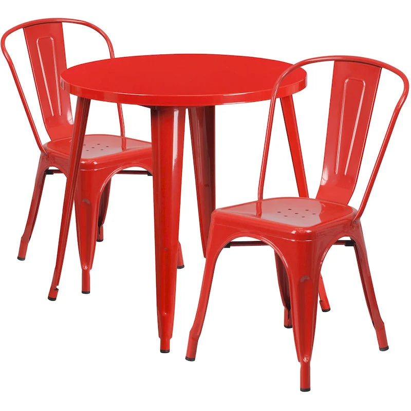 Ensemble table ronde en métal de 76 cm pour intérieur et extérieur