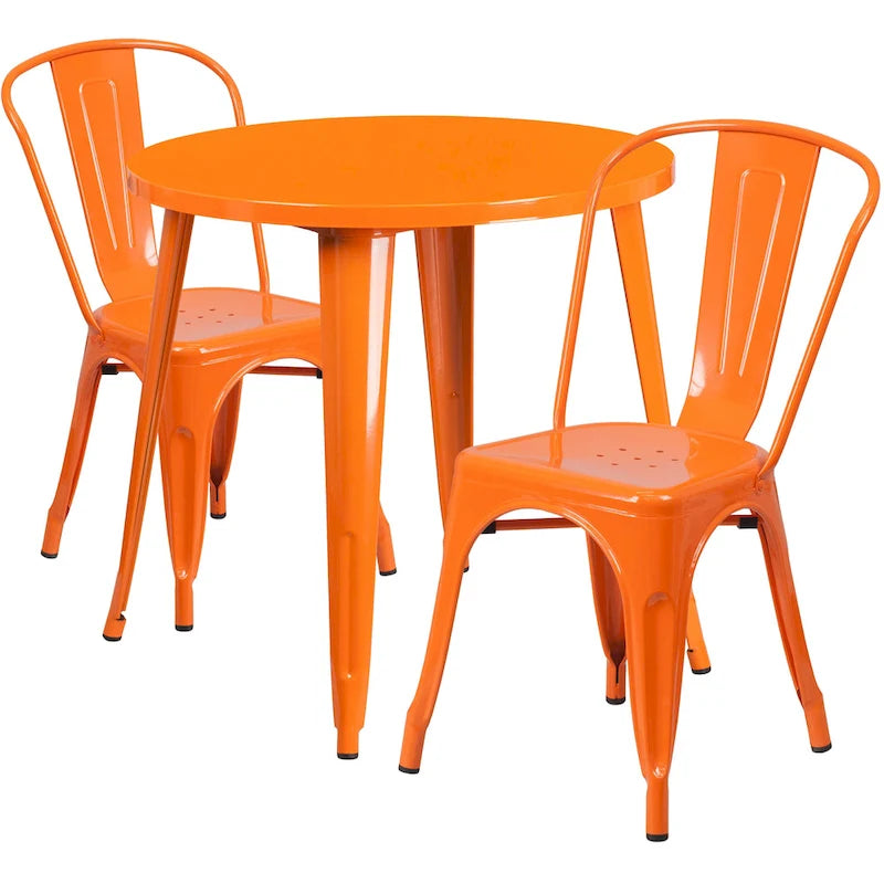 Ensemble table ronde en métal de 76 cm pour intérieur et extérieur