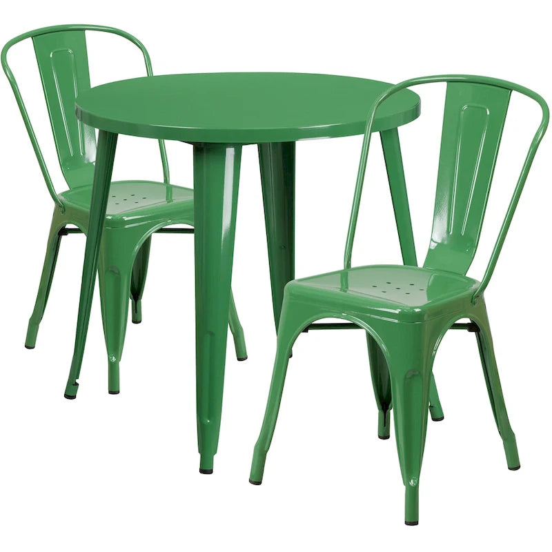 Ensemble table ronde en métal de 76 cm pour intérieur et extérieur