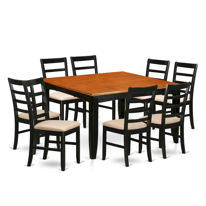 Ensemble de salle à manger East West Furniture comprenant une table carrée avec rallonge papillon et des chaises de salle à manger (options de type de siège de chaise)