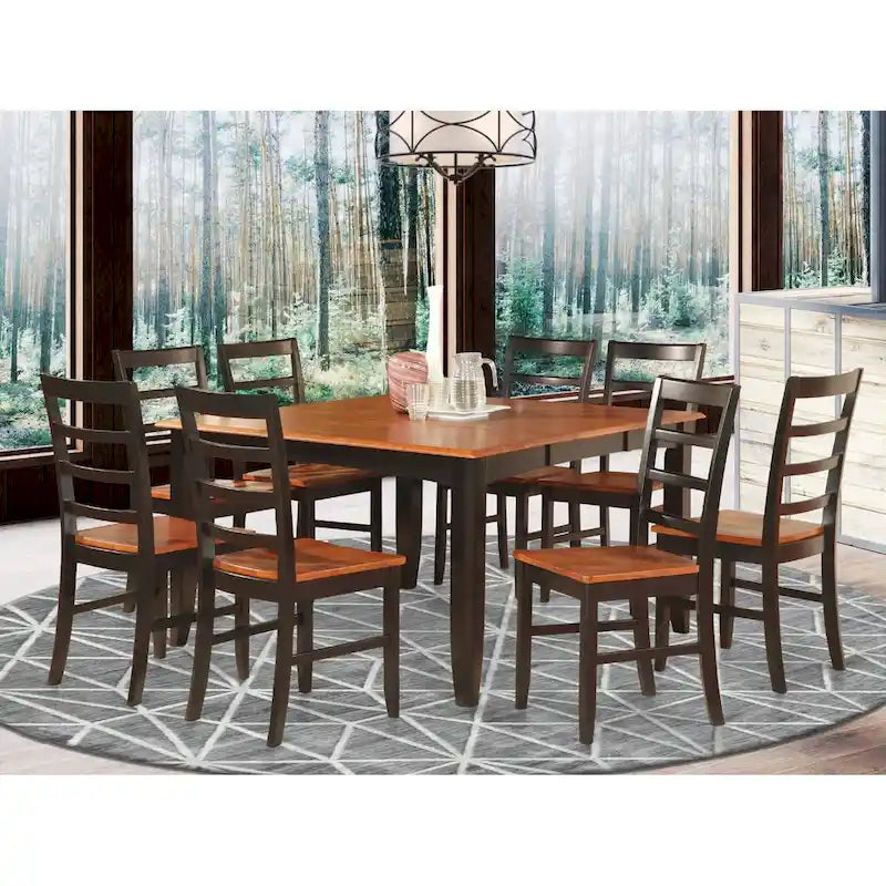 Ensemble de salle à manger East West Furniture comprenant une table carrée avec rallonge papillon et des chaises de salle à manger (options de type de siège de chaise)