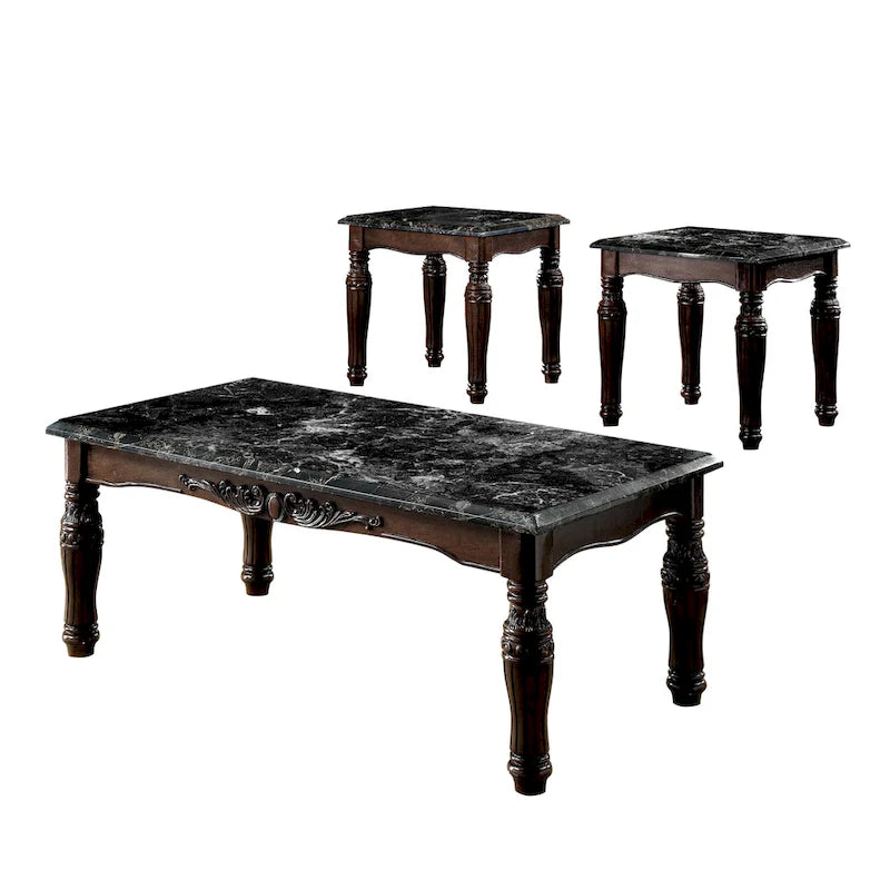 Ensemble de 3 tables basses et tables d'appoint Haia en bois espresso traditionnel par Furniture of America