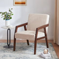 Fauteuil d'appoint HUIMO en bois massif marron/blanc/bleu, rembourré, de style moderne du milieu du siècle pour salon, chambre à coucher