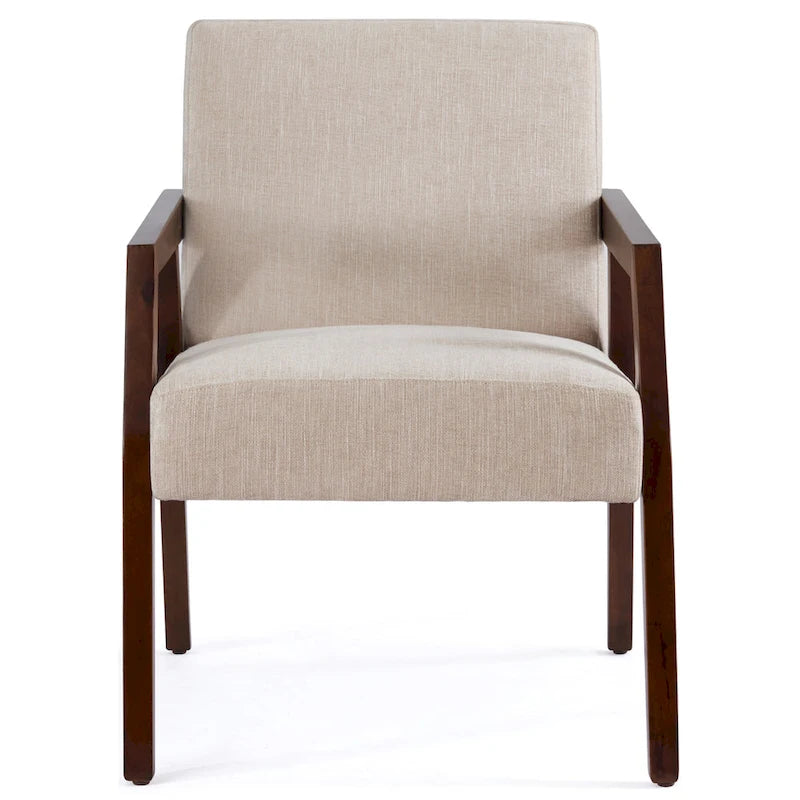 Fauteuil d'appoint HUIMO en bois massif marron/blanc/bleu, rembourré, de style moderne du milieu du siècle pour salon, chambre à coucher