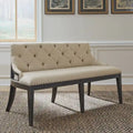 Banc de salle à manger Americana Farmhouse noir avec dossier en tissu