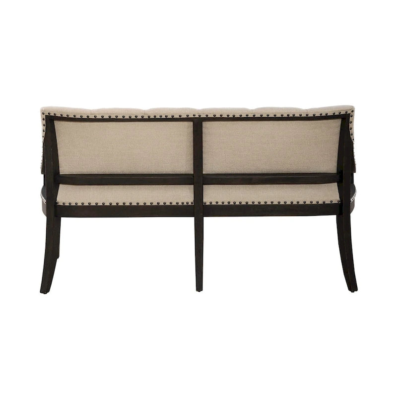 Banc de salle à manger Americana Farmhouse noir avec dossier en tissu