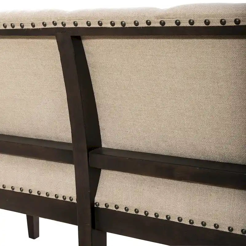 Banc de salle à manger Americana Farmhouse noir avec dossier en tissu