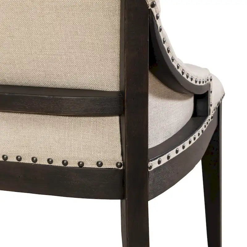Banc de salle à manger Americana Farmhouse noir avec dossier en tissu