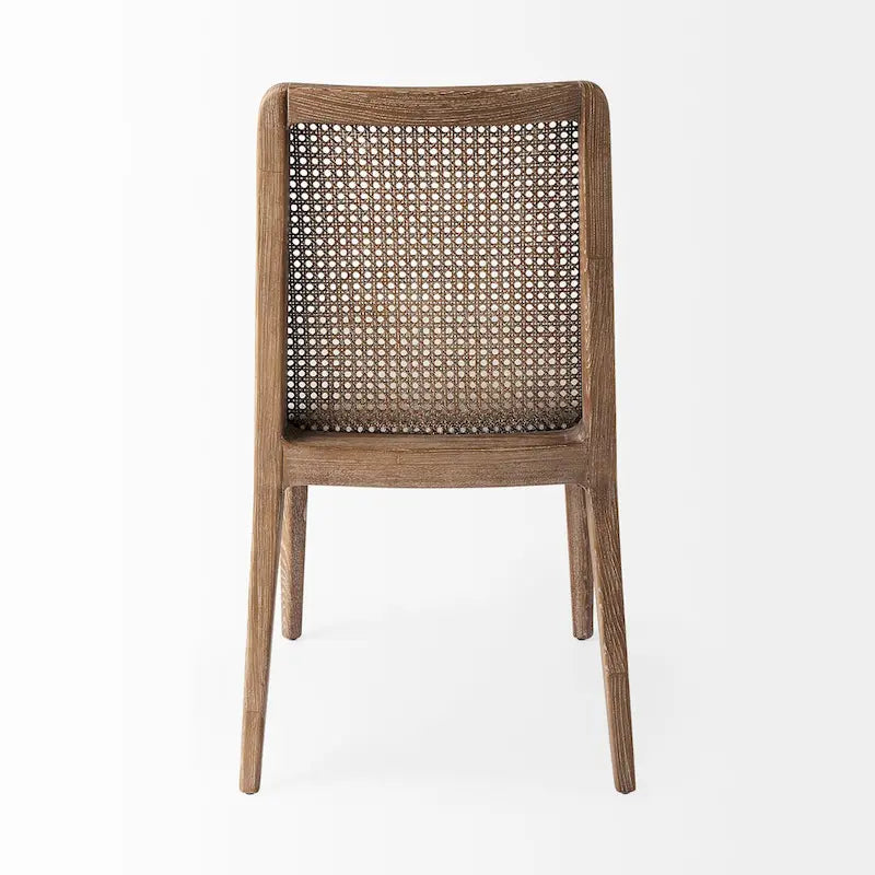 Chaise de salle à manger sans accoudoirs Clara en bois marron clair et assise crème