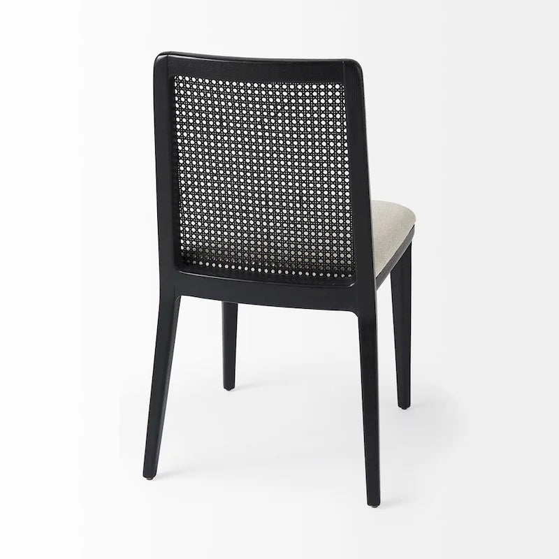 Chaise de salle à manger sans accoudoirs Clara en bois marron clair et assise crème