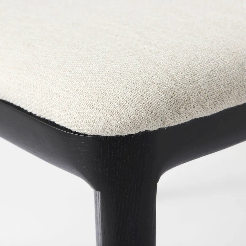 Chaise de salle à manger sans accoudoirs Clara en bois marron clair et assise crème