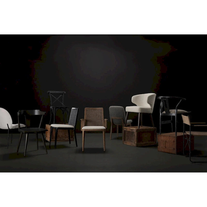 Chaise de salle à manger sans accoudoirs Clara en bois marron clair et assise crème