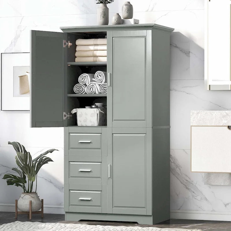 Meuble de rangement de salle de bain avec tiroirs et étagère réglable