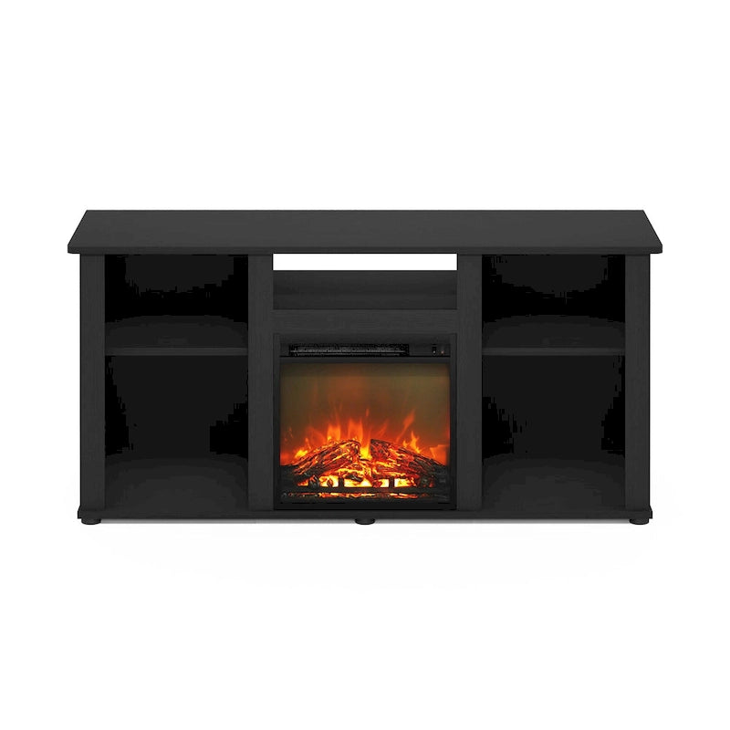 Meuble TV et de divertissement Furinno Jensen avec foyer et compartiment de rangement ouvert pour téléviseur jusqu'à 5 pouces