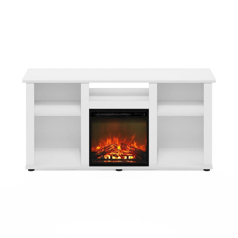 Meuble TV et de divertissement Furinno Jensen avec foyer et compartiment de rangement ouvert pour téléviseur jusqu'à 5 pouces