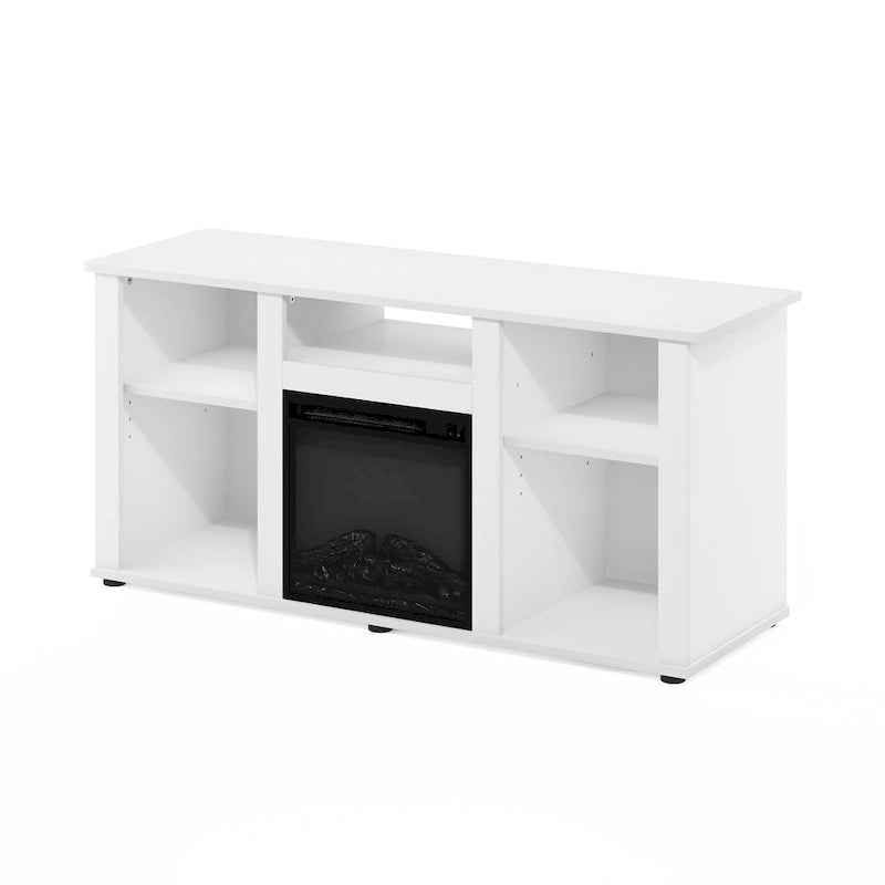 Meuble TV et de divertissement Furinno Jensen avec foyer et compartiment de rangement ouvert pour téléviseur jusqu'à 5 pouces
