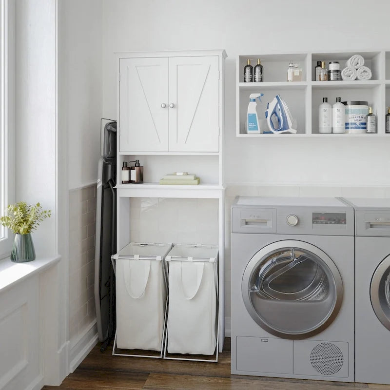 Armoire de salle de bain de style rustique à suspendre au-dessus des toilettes avec étagères et portes à fermeture magnétique