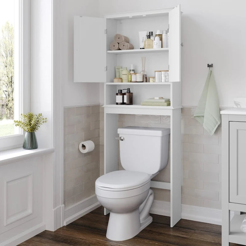 Armoire de salle de bain de style rustique à suspendre au-dessus des toilettes avec étagères et portes à fermeture magnétique