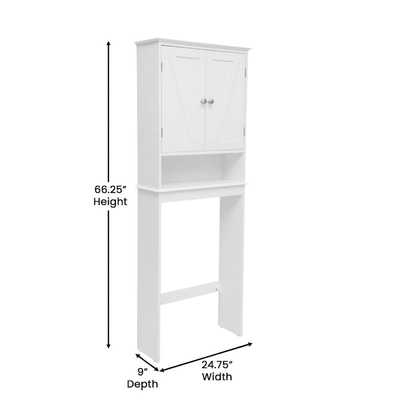 Armoire de salle de bain de style rustique à suspendre au-dessus des toilettes avec étagères et portes à fermeture magnétique