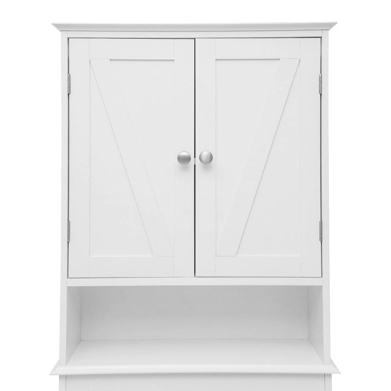 Armoire de salle de bain de style rustique à suspendre au-dessus des toilettes avec étagères et portes à fermeture magnétique