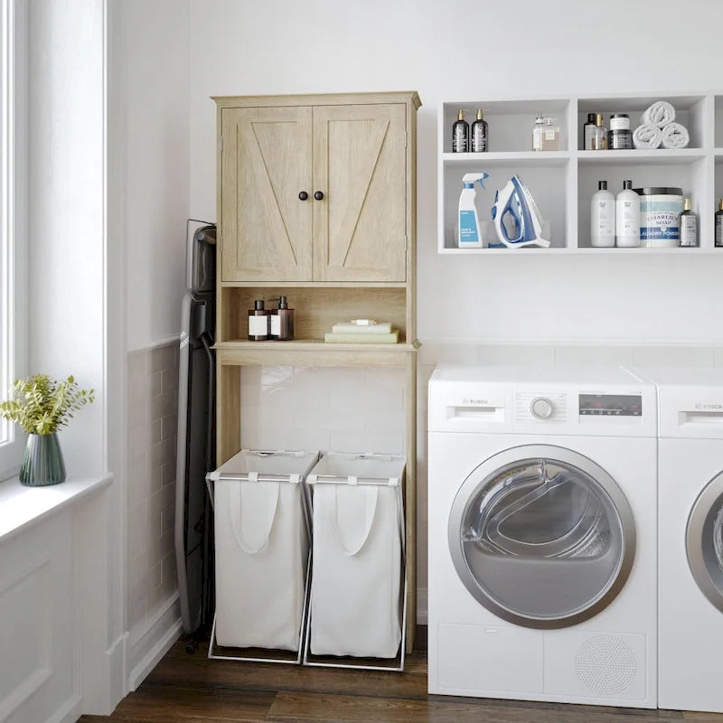 Armoire de salle de bain de style rustique à suspendre au-dessus des toilettes avec étagères et portes à fermeture magnétique