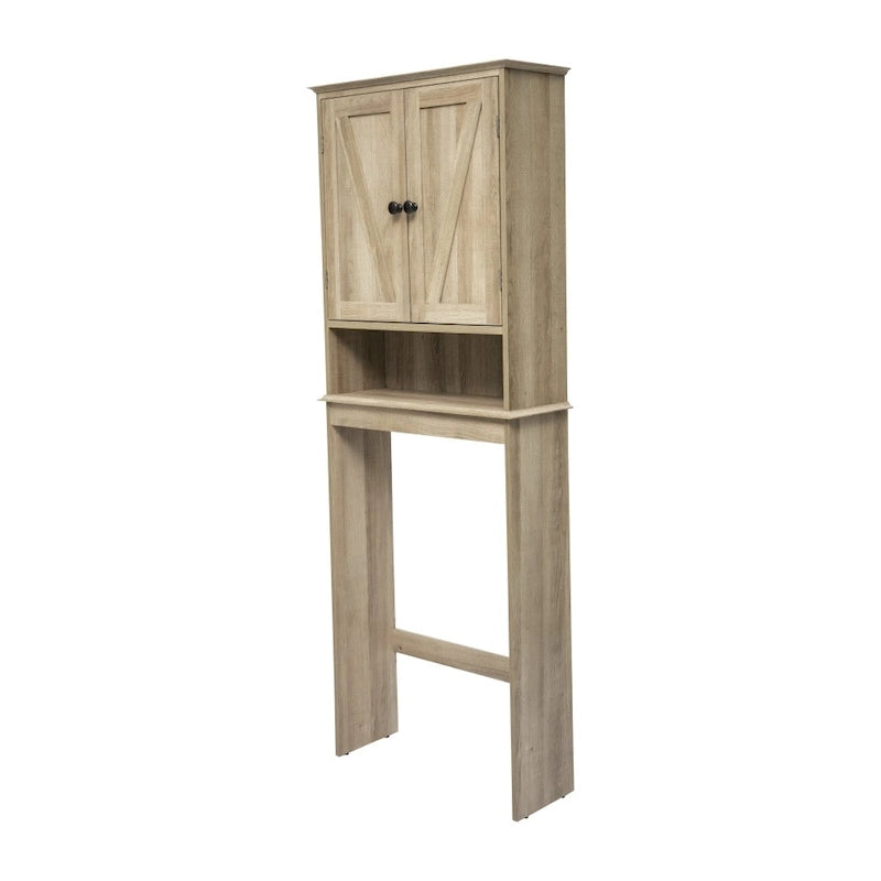 Armoire de salle de bain de style rustique à suspendre au-dessus des toilettes avec étagères et portes à fermeture magnétique