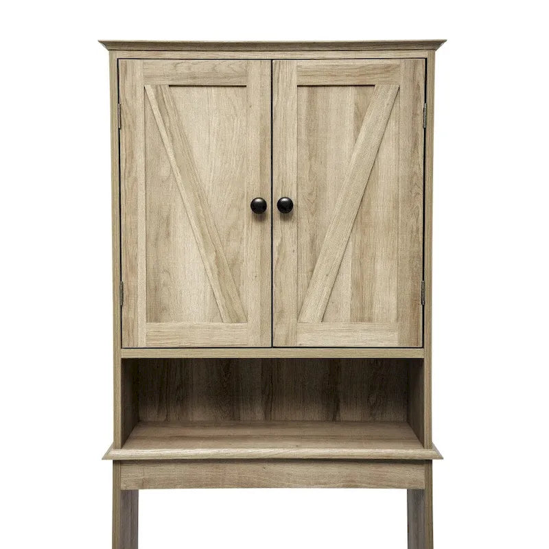 Armoire de salle de bain de style rustique à suspendre au-dessus des toilettes avec étagères et portes à fermeture magnétique