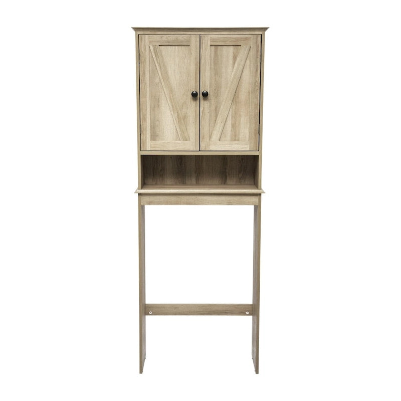 Armoire de salle de bain de style rustique à suspendre au-dessus des toilettes avec étagères et portes à fermeture magnétique