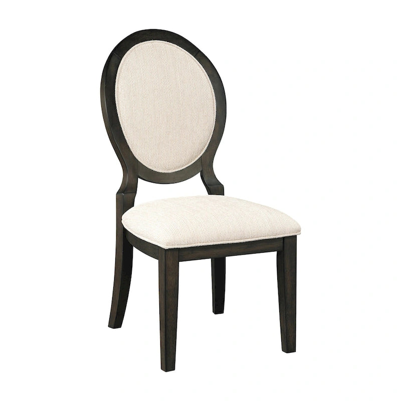 Chaises de salle à manger tapissées Annabelle cacao foncé et crème (lot de 8)
