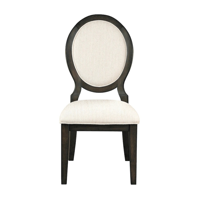 Chaises de salle à manger tapissées Annabelle cacao foncé et crème (lot de 8)