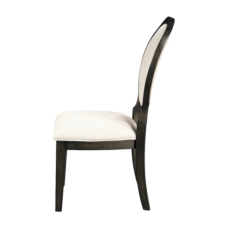 Chaises de salle à manger tapissées Annabelle cacao foncé et crème (lot de 8)