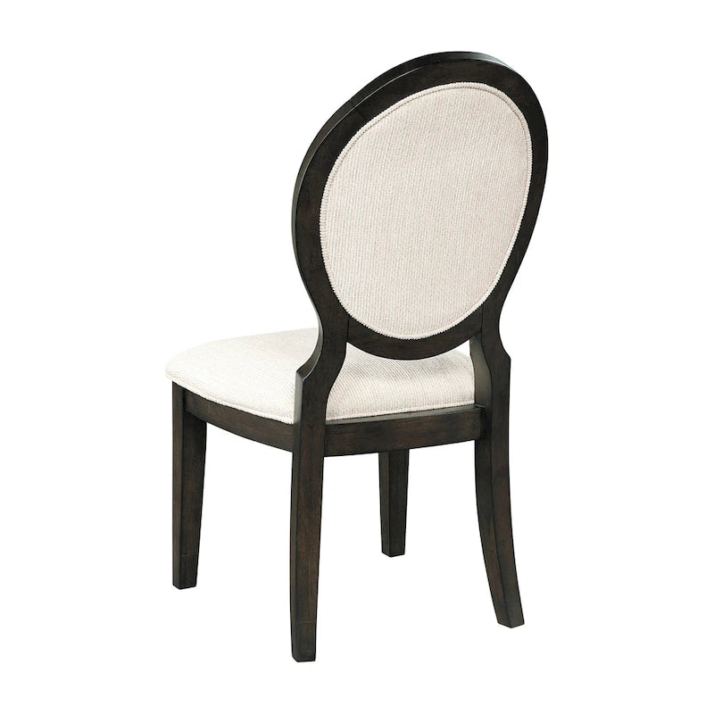 Chaises de salle à manger tapissées Annabelle cacao foncé et crème (lot de 8)