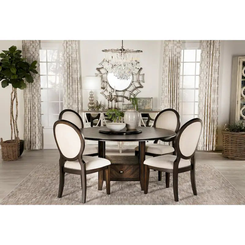Chaises de salle à manger tapissées Annabelle cacao foncé et crème (lot de 8)