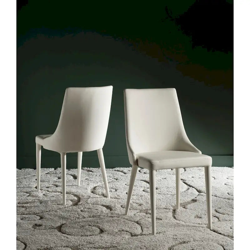 SAFAVIEH Socorro Chaise de salle à manger blanche de style moderne du milieu du siècle (lot de 2) - 23,6 x 19,6 x 35,5 - 24Lx20Px36H