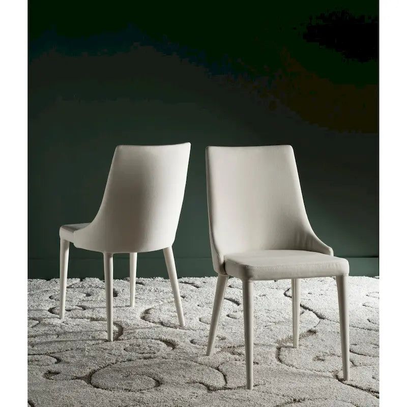 SAFAVIEH Socorro Chaise de salle à manger blanche de style moderne du milieu du siècle (lot de 2) - 23,6 x 19,6 x 35,5 - 24Lx20Px36H