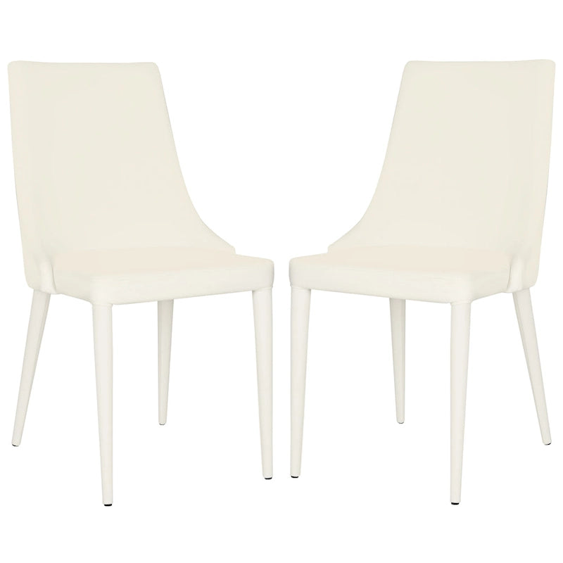 SAFAVIEH Socorro Chaise de salle à manger blanche de style moderne du milieu du siècle (lot de 2) - 23,6 x 19,6 x 35,5 - 24Lx20Px36H