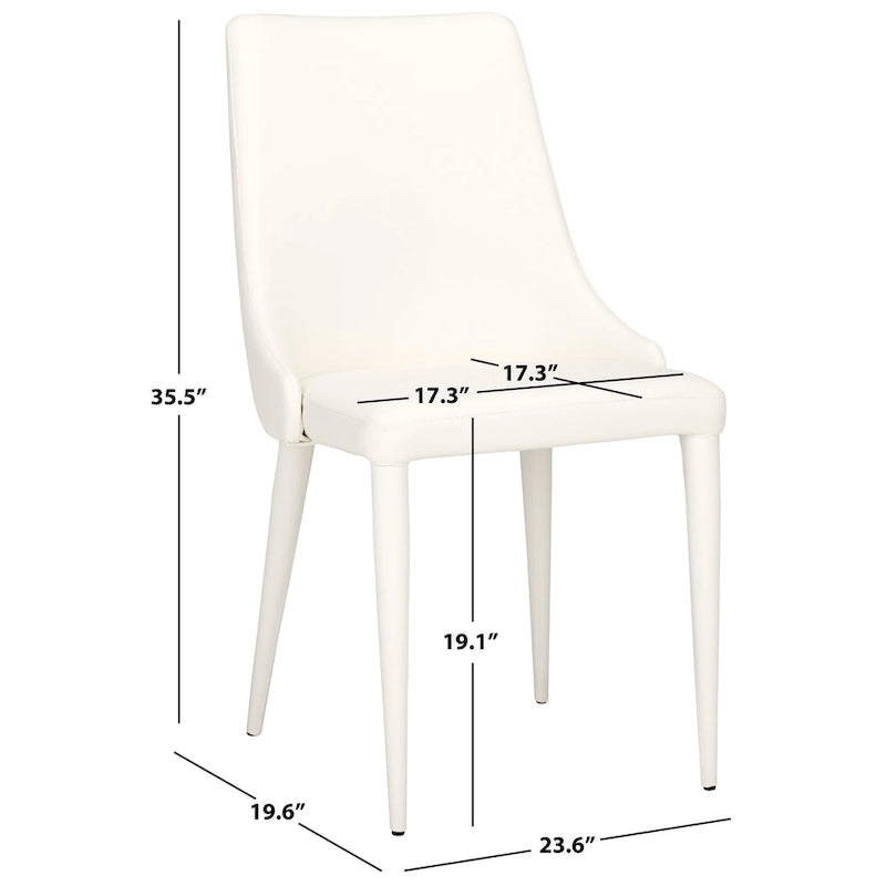SAFAVIEH Socorro Chaise de salle à manger blanche de style moderne du milieu du siècle (lot de 2) - 23,6 x 19,6 x 35,5 - 24Lx20Px36H