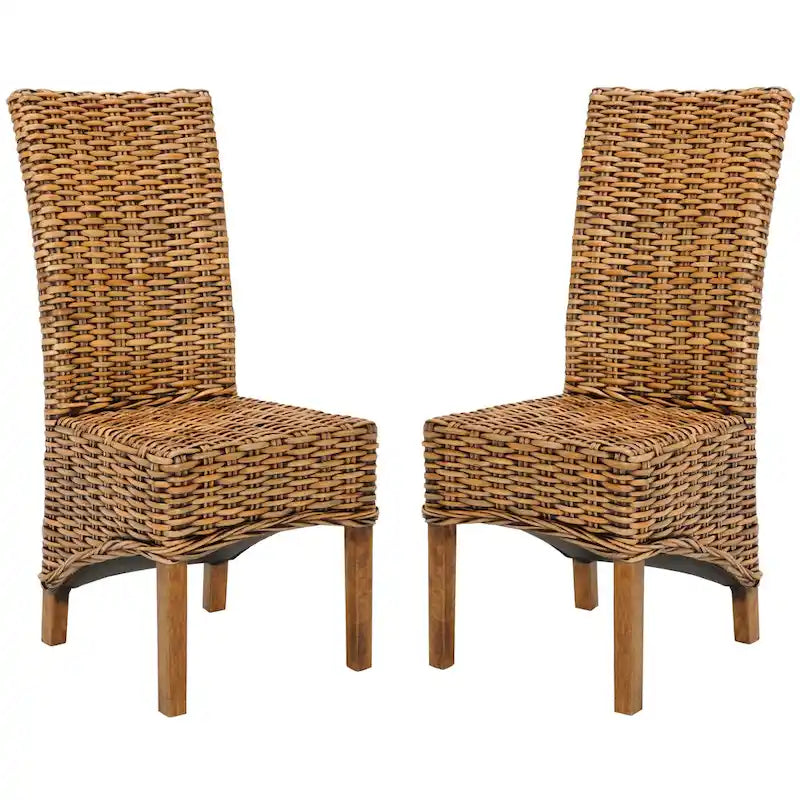 SAFAVIEH Kathi Isla Chaise de salle à manger haute en osier marron (Lot de 2) - 18.5 x 20.9 x 42.1 - 19Px21Px42H