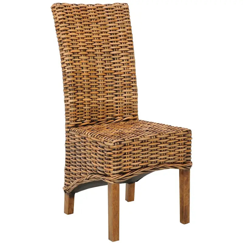 SAFAVIEH Kathi Isla Chaise de salle à manger haute en osier marron (Lot de 2) - 18.5 x 20.9 x 42.1 - 19Px21Px42H
