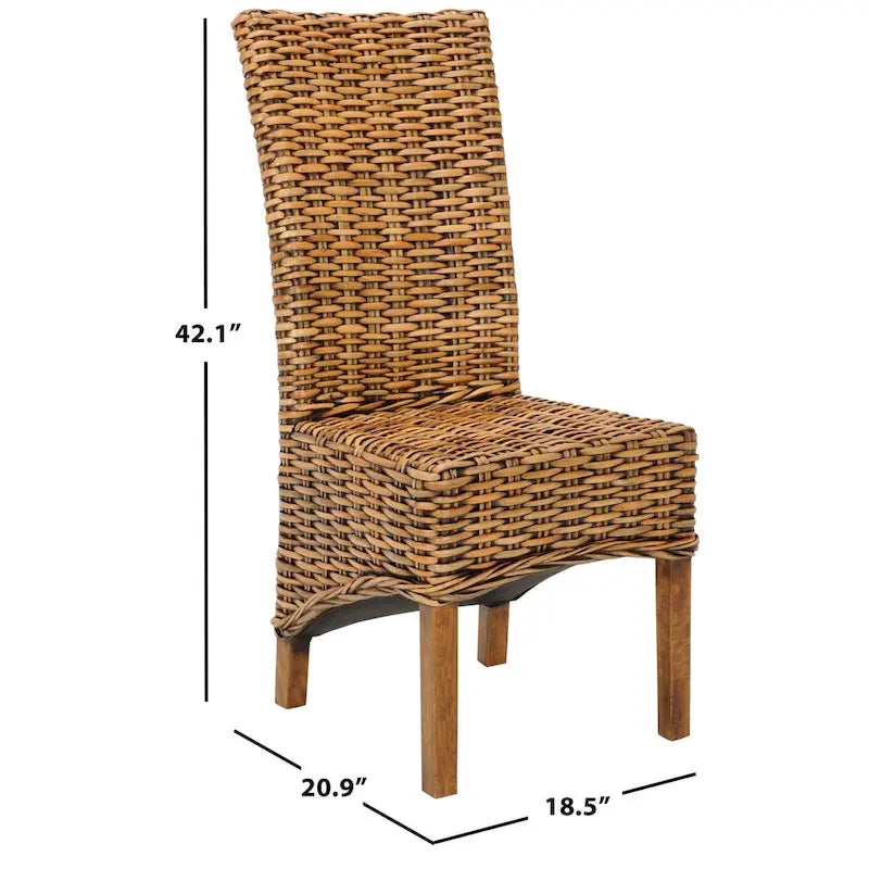SAFAVIEH Kathi Isla Chaise de salle à manger haute en osier marron (Lot de 2) - 18.5 x 20.9 x 42.1 - 19Px21Px42H