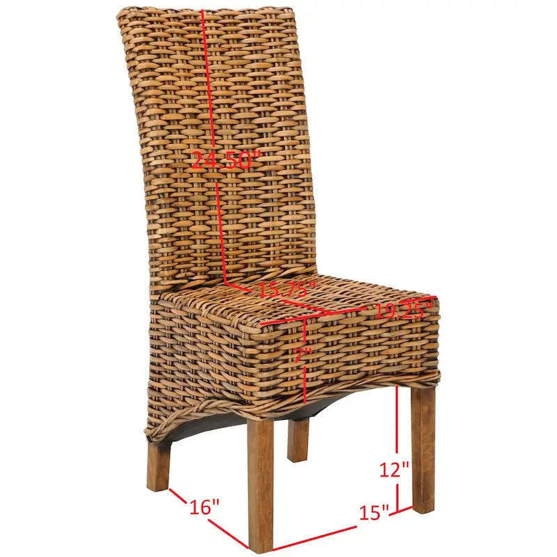 SAFAVIEH Kathi Isla Chaise de salle à manger haute en osier marron (Lot de 2) - 18.5 x 20.9 x 42.1 - 19Px21Px42H