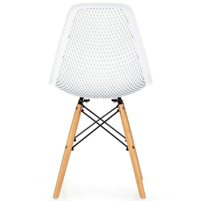 Ensemble de 4 chaises modernes en plastique ajouré avec pieds en bois - 22 x 18 x 32,5 (L x l x H)