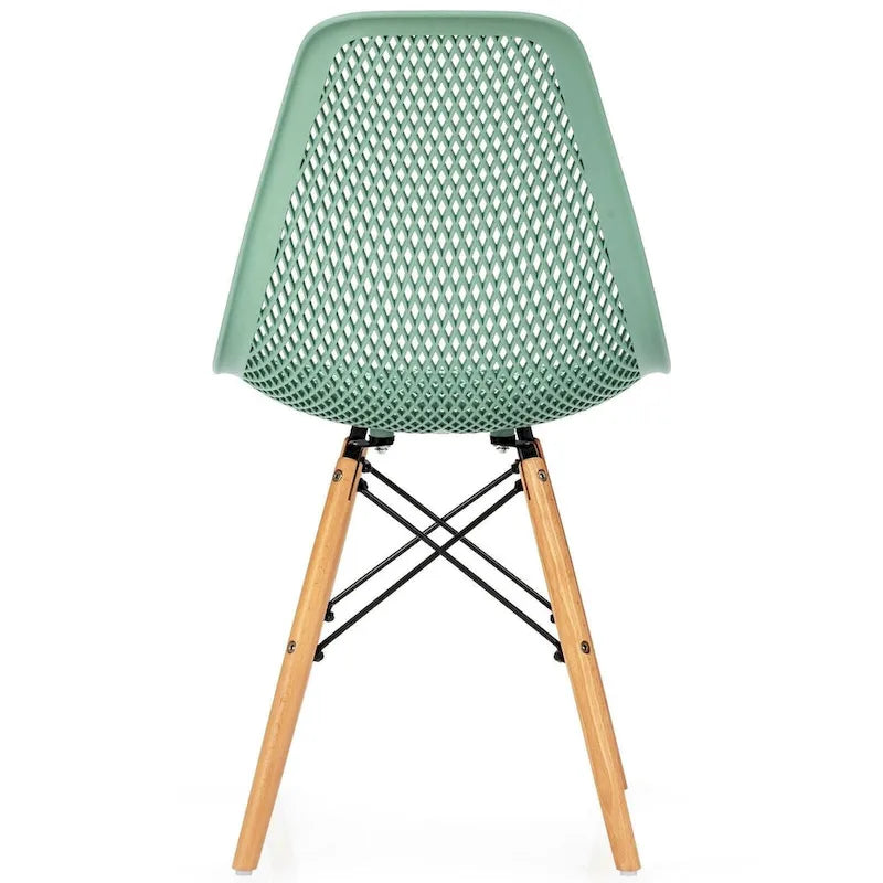 Ensemble de 4 chaises modernes en plastique ajouré avec pieds en bois - 22 x 18 x 32,5 (L x l x H)