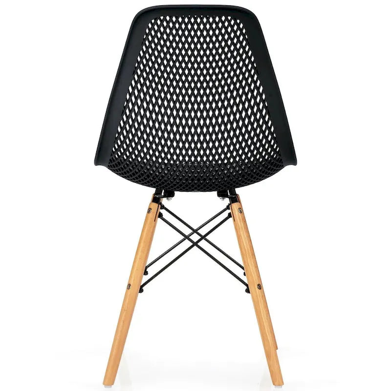 Ensemble de 4 chaises modernes en plastique ajouré avec pieds en bois - 22 x 18 x 32,5 (L x l x H)
