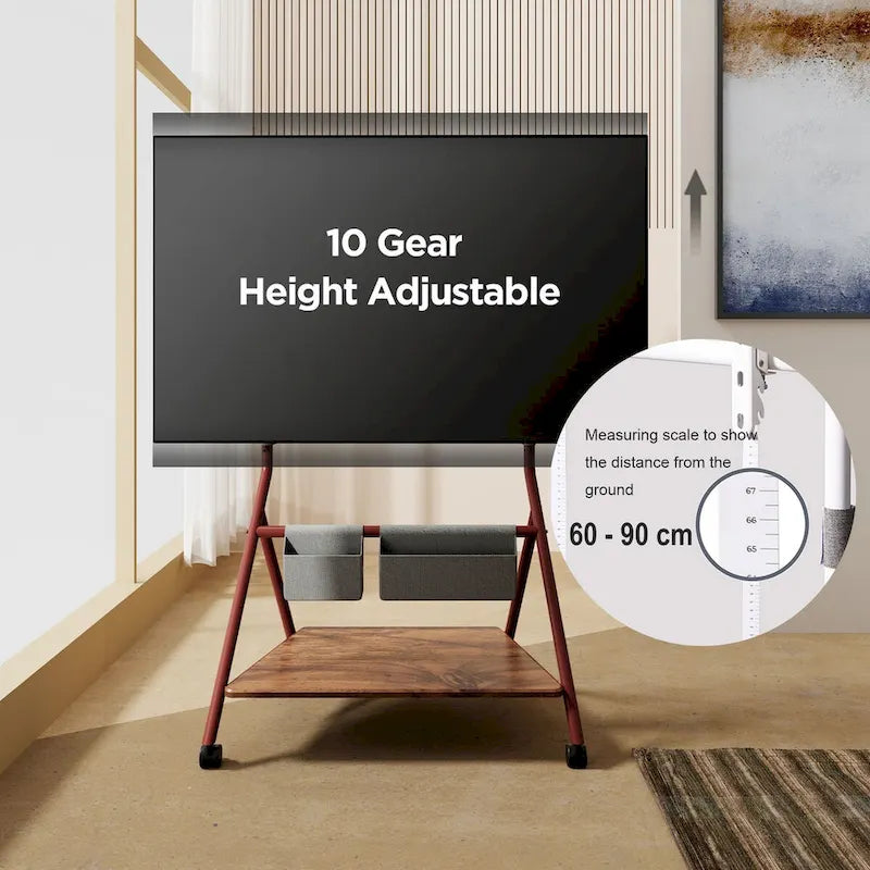 Meuble TV roulant moderne FITUEYES pour téléviseurs de 55 à 78 pouces, Chariot TV mobile pour salon et appartement