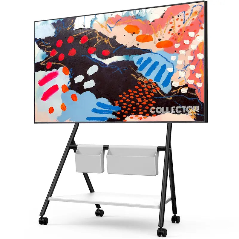 Meuble TV roulant moderne FITUEYES pour téléviseurs de 55 à 78 pouces, Chariot TV mobile pour salon et appartement