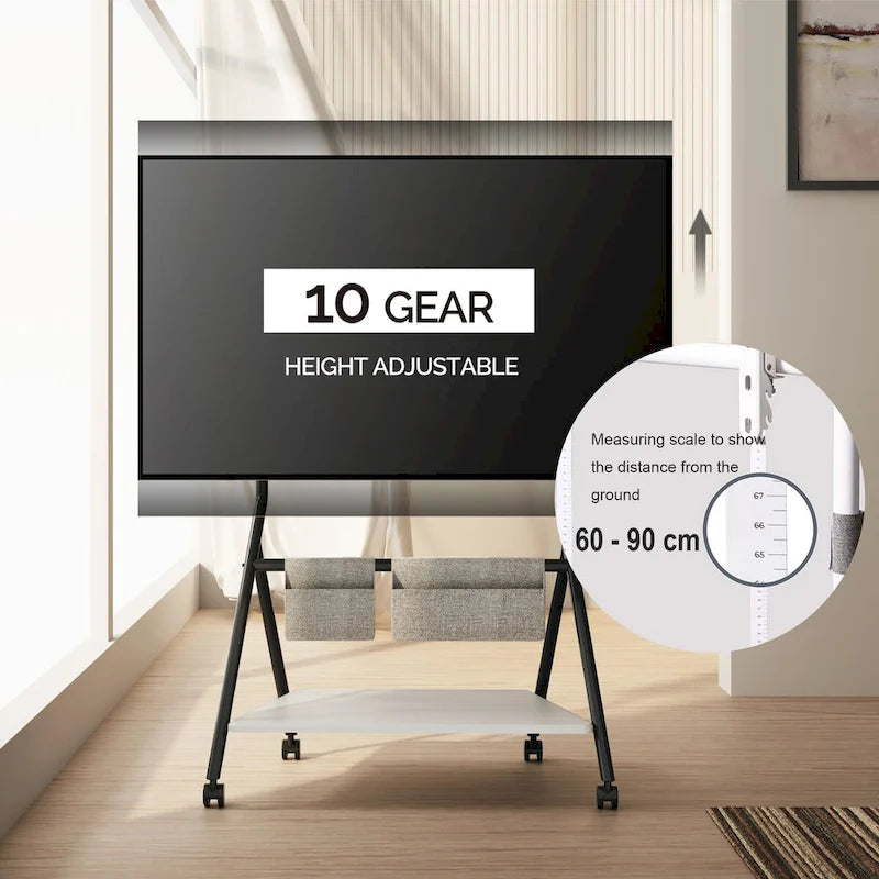 Meuble TV roulant moderne FITUEYES pour téléviseurs de 55 à 78 pouces, Chariot TV mobile pour salon et appartement